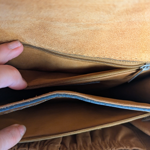 Patricia Nash Brn Leather Stella Flap HandBag w/Intriquite Blue Floral Tooling - Picture 6 of 16